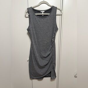 Leith Gray Sleeveless Ruched Side Midi Dress